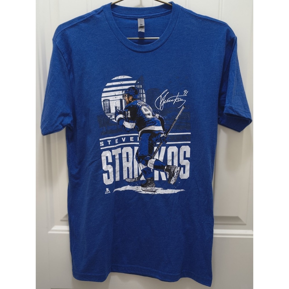 Steven Stamkos #91 Tampa Bay Lightning NHLPA Graphic Tee Heather Blue Medium